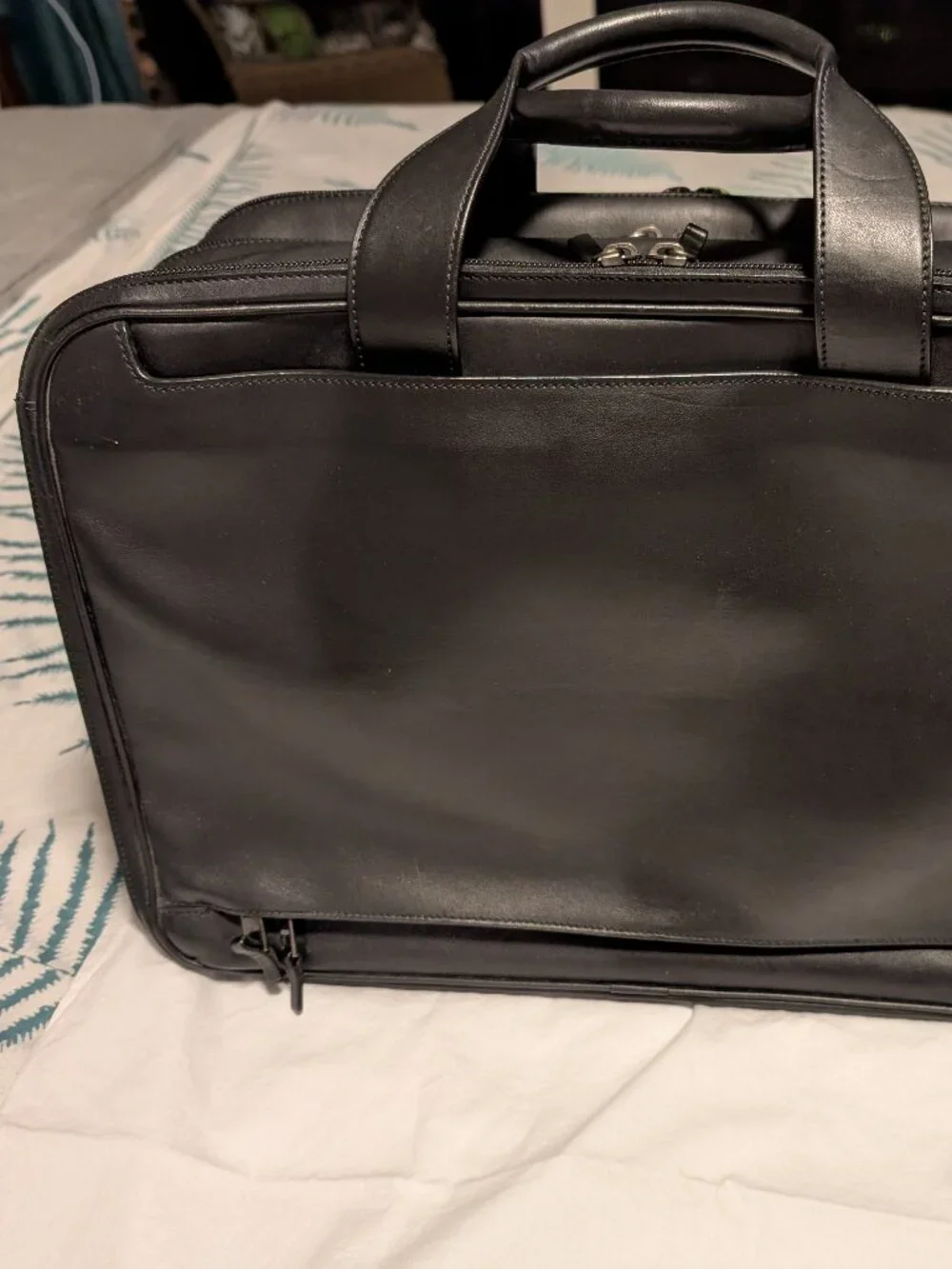 Hartmann Briefcase, Advisor Series, Black Belting Leather, Triple Compartment